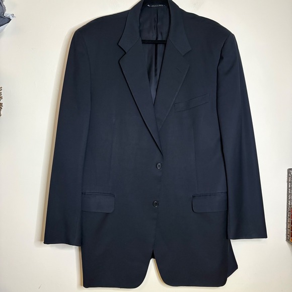 CANALI Mens Navy Wool Blazer Jacket Made in Italy Classic Business Formal US 48L
